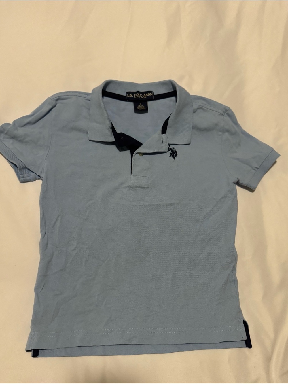 U.S. Polo Assn. Boys Light Blue Polo Shirt Embroidered Logo Size S (6-7)